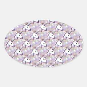 hologram unicorn emoji oval sticker