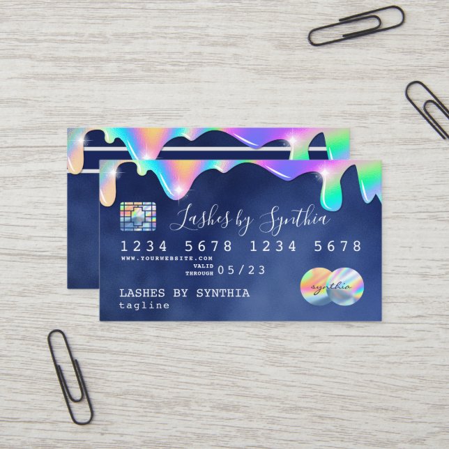 hologramme gouttes marine Carte de crédit ajouter  (Devant/Arrière en situation)