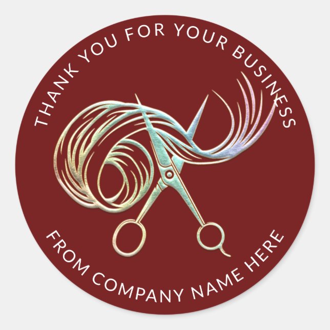 Holograph Custom Logo Name Hair Thank You Classic Round Sticker (Front)