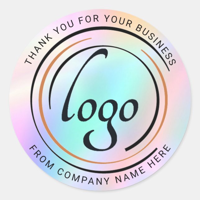 Holograph Custom Logo Name Web Gold Thank You Clas Classic Round Sticker (Front)
