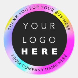 Holograph Custom Logo Name Web Pink Thank Yellow Classic Round Sticker