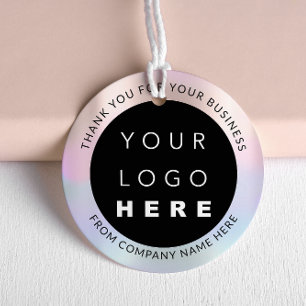 Holograph Custom Logo Name Web Rose Thank Blue Classic Round Sticker