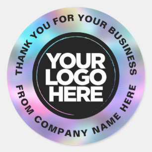 Holograph Custom Logo Name Web Thank You Classic Round Sticker