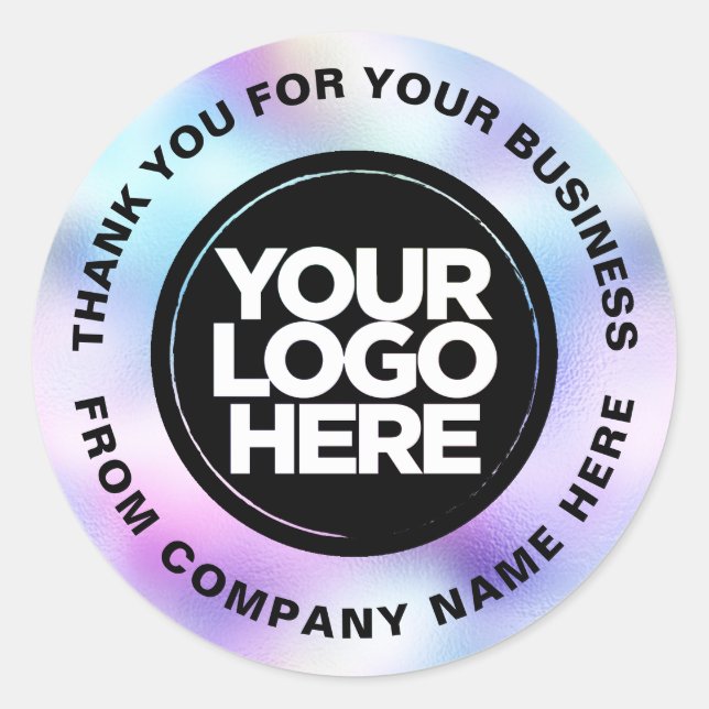 Holograph Custom Logo Name Web Thank You Classic Round Sticker (Front)
