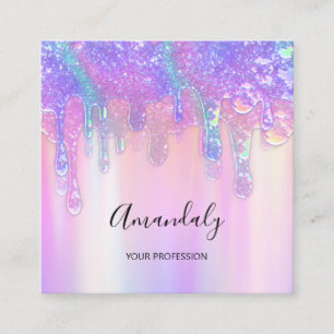Holograph Drip Cosmetics Nails Pink Logo Beauty S Square Business Card