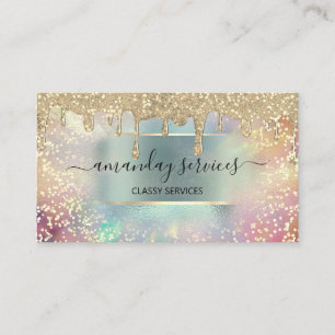 Holograph Drips  Makeup Lashes Nails Hair Business Card
