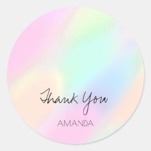 Holograph Drips Pink Unicorn Mermaid Pastels Classic Round Sticker