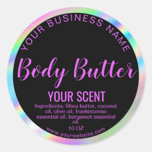 holograph foil product label body butter