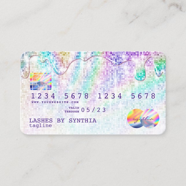 Holograph gold glitter disco Modern Credit Card (Front)