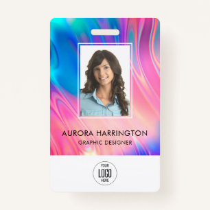 Holograph ID Card Modern Employee Photo Logo QR Badge