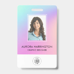 Holograph ID Card Modern Employee Photo Logo QR Badge