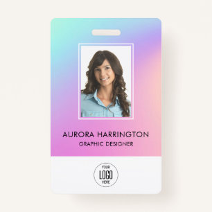 Holograph ID Card Modern Employee Photo Logo QR Badge