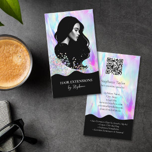 Holograph Luxury Hair Stylist Extensions Wig Photo Business Card