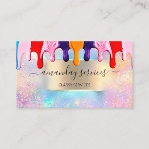 Holograph Makeup Boutique Shop Ocean Summer Drips Business Card