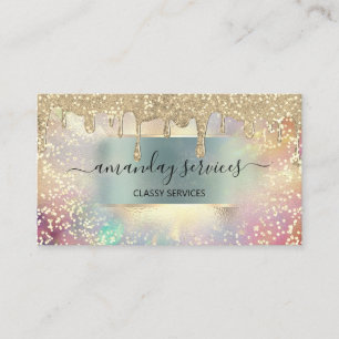 Holograph Makeup Lashes Gold Drips Nails Hair Business Card
