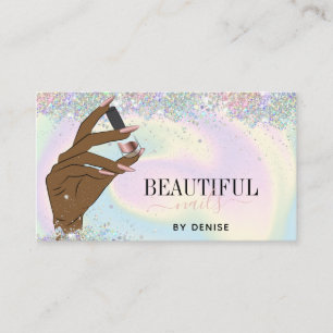 holograph nail salon woman hand nails technician b business card