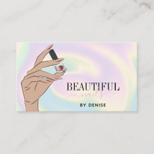 holograph nail salon woman hand nails technician b business card