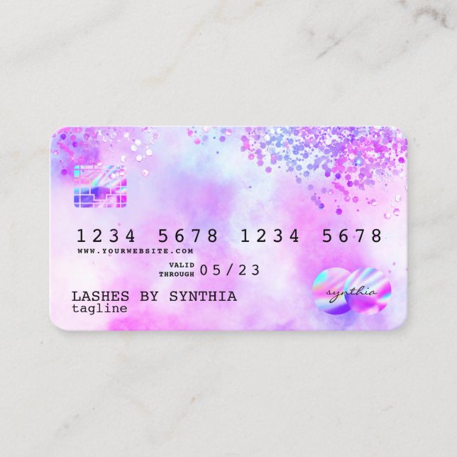 Holograph Pastel unicorn Modern Credit Card Style (Front)