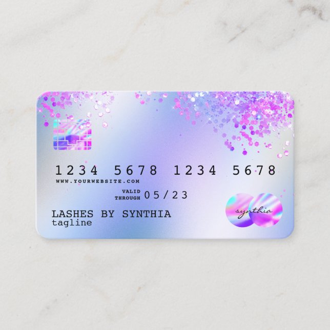 Holograph Pastel unicorn Modern Credit Card Style (Front)