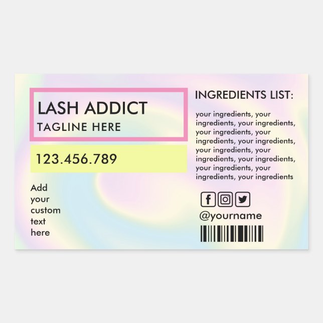 holograph trendy pill bottle lashes package label  (Front)