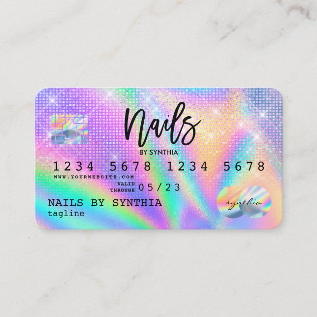 Holographe Carte de crédit Nail Tech (Devant)