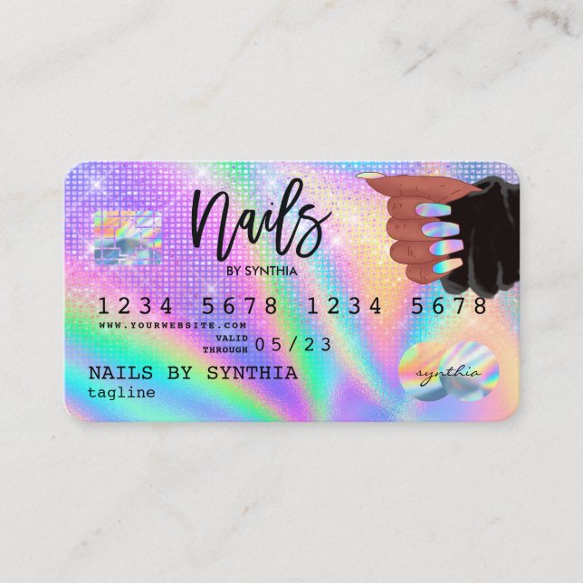 Holographe Carte de crédit Nail Tech (Devant)