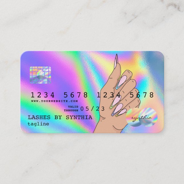 Holographe Carte de crédit Nail Tech ajouter le lo (Devant)