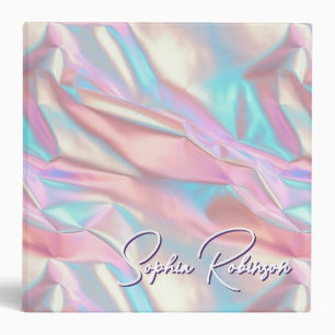 Holographe en métal concassé Classeur bleu rose