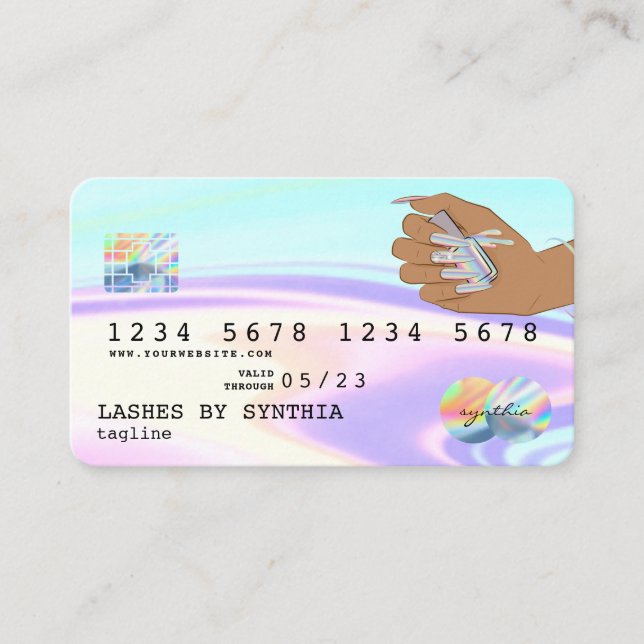 Holographe licorne Carte de crédit Nail Tech (Devant)