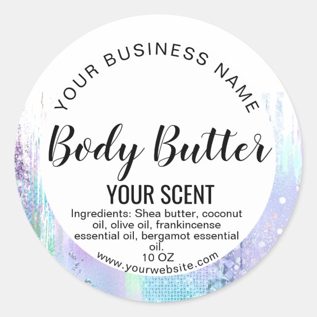 holographe produit étiquette corps beurre ajouter  (Devant)