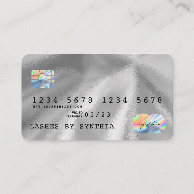 Holographe Silver Foil Style moderne carte de créd (Devant)