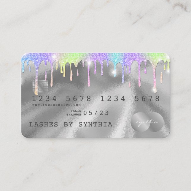 Holographe Silver Unicorn Lash de carte de crédit  (Devant)