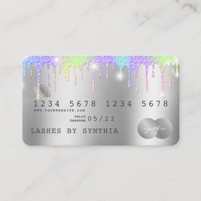 Holographe Silver Unicorn Lash de carte de crédit  (Devant)
