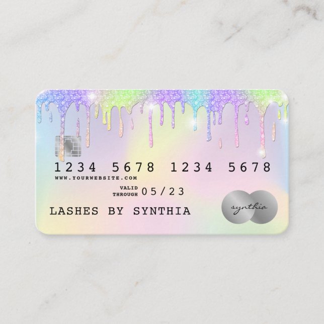 Holographe Unicorn Lashes de carte de crédit de sé (Devant)