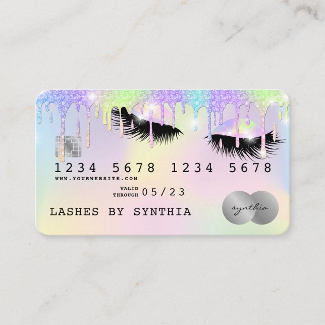 Holographe Unicorn Lashes de carte de crédit de sé (Devant)