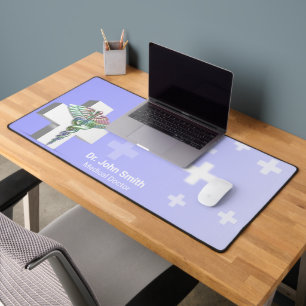 Holographic 3D Caduceus White Cross Medical Desk Mat
