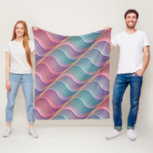 Holographic 3D Waves Illusion Seamless Fleece Blanket