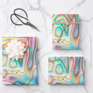 Holographic Abstract Modern Futuristic Decoupage Wrapping Paper Sheet