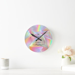 Holographic Aesthetic Round Clock
