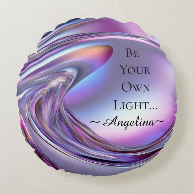 Holographic Aesthetic Round Pillow (Front)