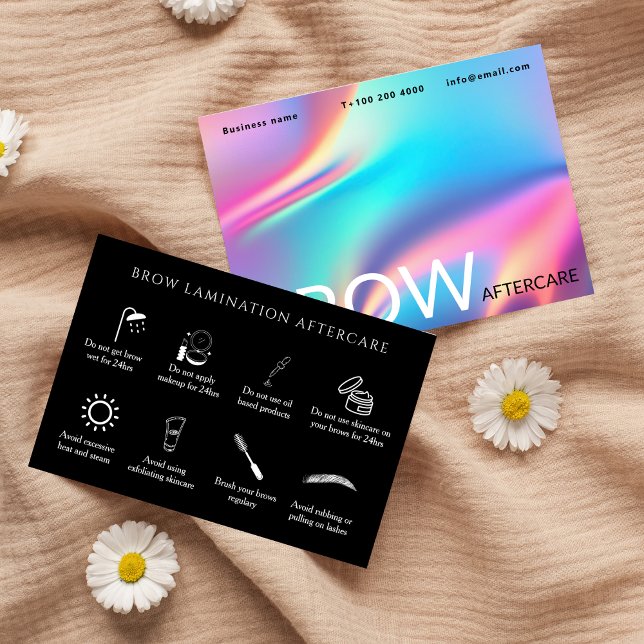 Holographic Aesthetician After Care Instruction Business Card (Holographic Aesthetician After Care Instruction Business Card)