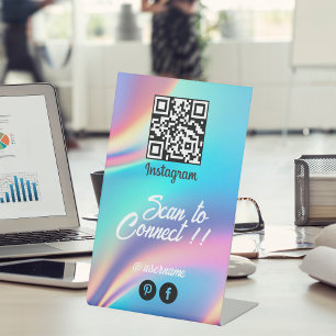 Holographic Aesthetician Qr Code Instagram Pedestal Sign