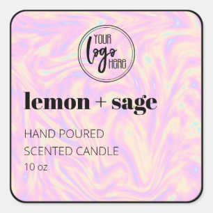 Holographic And Black Your Logo Candle Label