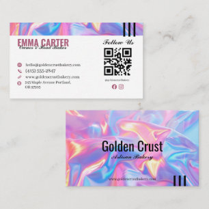 Holographic Bakery Business Card Design