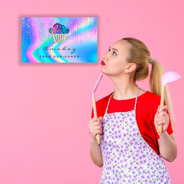 Holographic Bakery Home Made Cakes Logo Business Card (Holographic Bakery Home Made Cakes Logo Business Card)