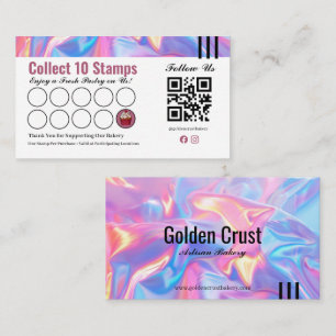 Holographic Bakery Loyalty Punch Card