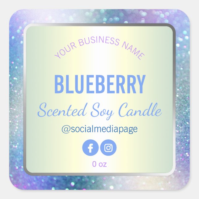 Holographic Blue Glitter Product Label (Front)