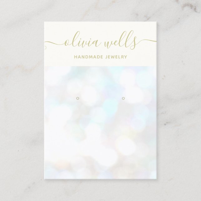 Holographic Bokeh Earring Display Business Card (Front)