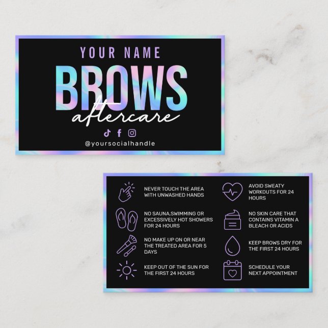 Holographic Brows Aftercare Card (Front/Back)