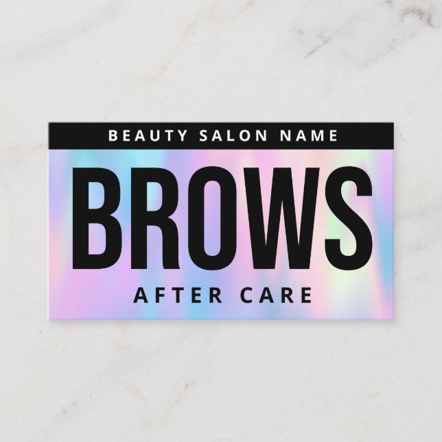 Holographic Brows Aftercare PMU Brow Instructions Business Card (Front)